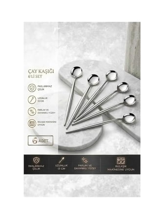 6'lı Lüx Yuvarlak Çay Kaşığı - Kaşık 13 cm