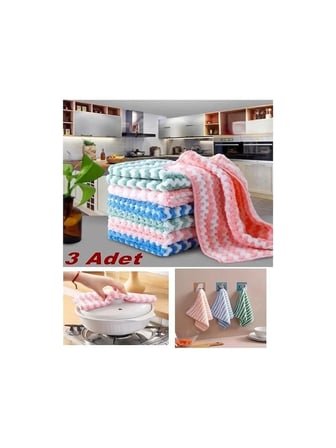 3 Adet Mikrofiber Yumuşak Dokulu Temizlik Bezi 30*30 cm Mutfak Bezi Leke Tutmaz Koku Yapmaz