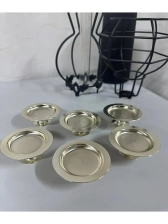 Dekoratif Gümüş Renk Makaronluk 6 Li Lokumluk Kahve Yani Sunumluk