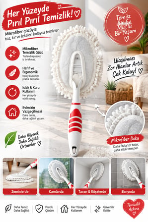 5'li Fırça Seti - Banyo, Bulaşık, Lavabo, Toz Alma ve Halı, Yer Fırçası - Tek Set ile Tüm İşler