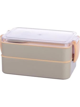 2 Katlı Bölmeli Sefer Tası / Beslenme Kabı (900ml) - Kaşık Çatal Setli, Sızdırmaz ve BPA İçermez