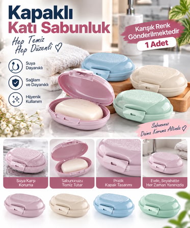 Perla Kapaklı Katı Sabunluk - 1 Adet