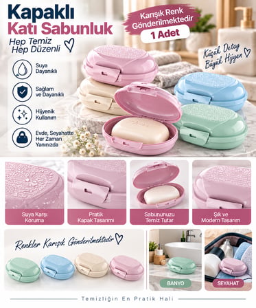 Perla Kapaklı Katı Sabunluk - 1 Adet