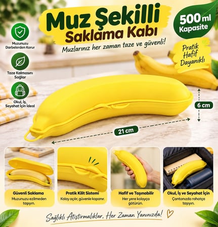 Muz Şekilli 500ml Saklama Kabı Beslenme Kabı Saklama Kutusu