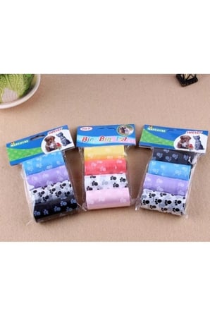 kedi köpek dışkı toplama poşeti 4’lü paket 60 poşet dayanıklı renkli kakası poşeti tuvalet temizlik
