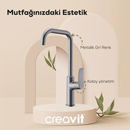 Creavit Lua Mutfak Armatürü - Metalik Gri