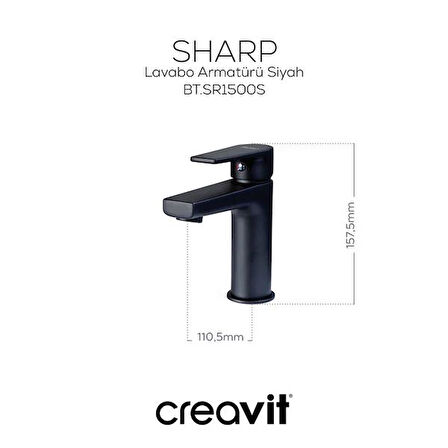 Creavit Sharp Lavabo Armatürü - Siyah