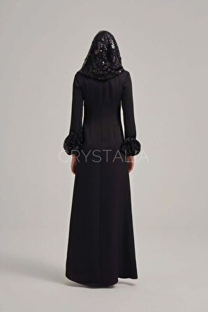 Kapşonlu Saten Elbise