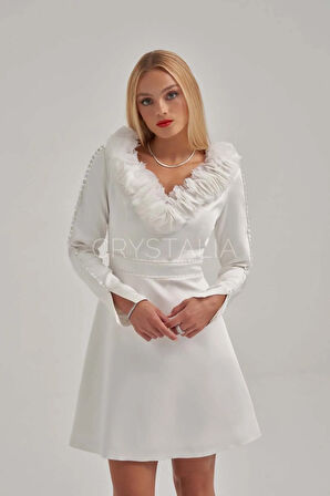 Çiçek Detaylı Kısa Elbise