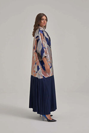 Özel Motif Jakar Kumaş Etek Ucu Pilise Detaylı Abaya