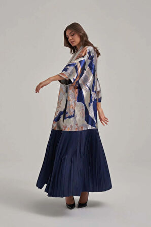 Özel Motif Jakar Kumaş Etek Ucu Pilise Detaylı Abaya