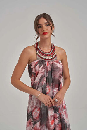 Özel Taş Ve Çiçek El İşlemeli Desenli Elbise Ceket Takım