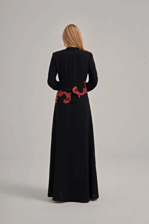 Özel Jakar Kumaş Motif İşlemeli Abaya