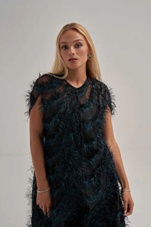 Otriş Desenli Katlı Görünümlü Kap Ceket