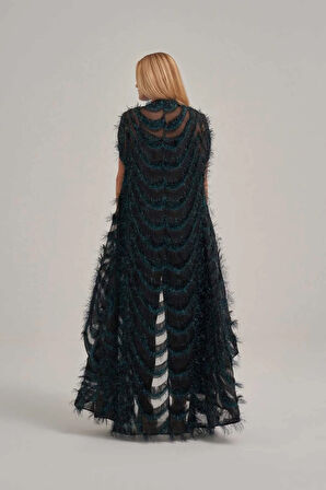 Otriş Desenli Katlı Görünümlü Kap Ceket