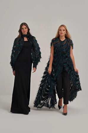 Otriş Desenli Katlı Görünümlü Kap Ceket