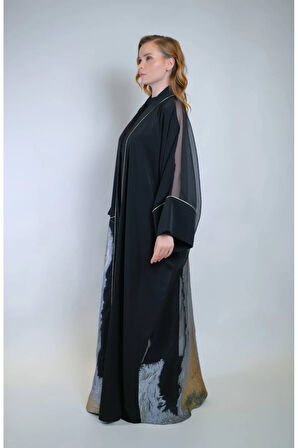 Özel Işıltılı Jakar Kumaş Ve İç Elbiseli Sendi Kumaş İkili Takım Abaya