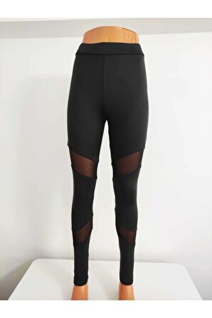 Tül Detaylı Yüksek Bel Dalgıç Tayt