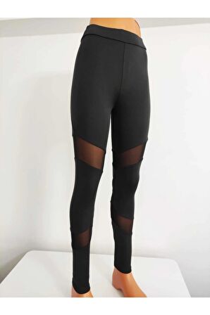 Tül Detaylı Yüksek Bel Dalgıç Tayt