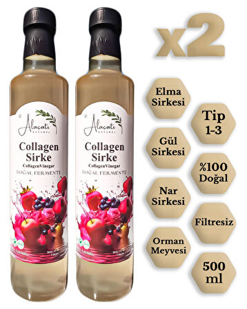 Collagen (Kolajen) Sirke Doğal Fermantasyon 500 ml - Katkısız İçilebilir x2 Adet