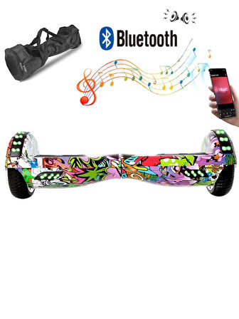 CityMate Elektrikli Kaykay Full Ledli Hoverboard D-04 Bluetooth Hoparlörlü 6.5 Inch Desenli Çanta Hediye