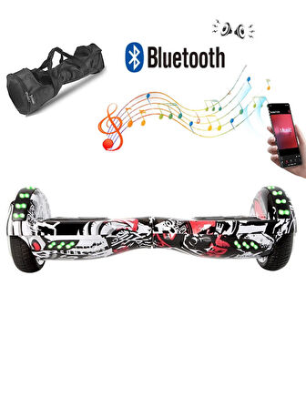 CityMate Elektrikli Kaykay Full Ledli Hoverboard D-06 Bluetooth Hoparlörlü 6.5 Inch Desenli Çanta Hediye