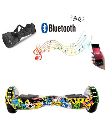 CityMate Elektrikli Kaykay Full Ledli Hoverboard Bluetooth Hoparlörlü 6.5 Inch Desenli Çanta Hediye