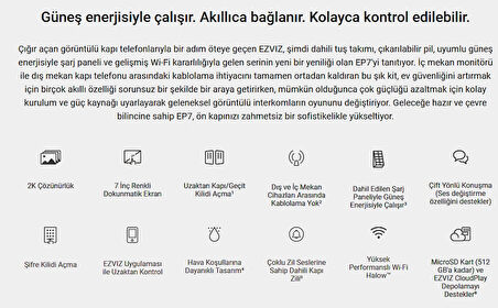 EZVIZ CS-EP7 WIFI ÇİFT YÖNLÜ KONUŞMA DOKUNMATİK KAPI GÖRÜNTÜLEYİCİSİ 