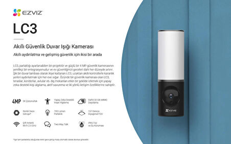 EZVIZ CS-LC3 4mp Wi-Fi Akıllı Duvar Işıklı Kamera