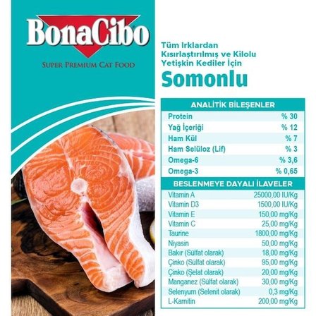 BonaCibo Adult Cat Sterilised Somonlu Kısırlaştırılmış Kediler için Somonlu Yetişkin Kedi Maması 5 Kg