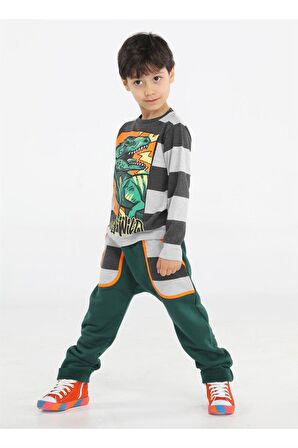 Yeşil T-rex Cepli Baggy Pantolon + T-shirt