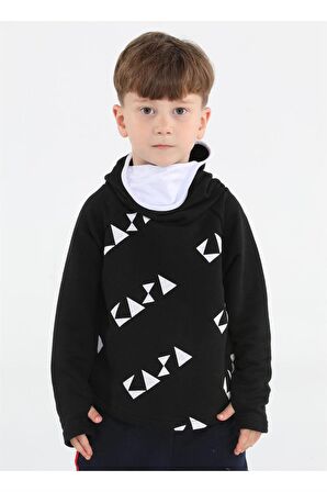 Ninja Casa Baskılı Siyah Unisex Sweatshirt