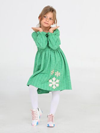 Kartanesi Yeşil Baby Yaka Kız Çocuk Elbise