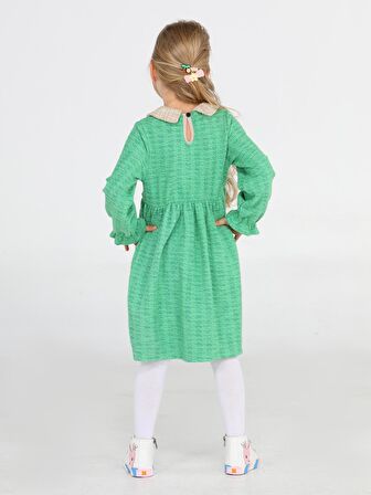 Kartanesi Yeşil Baby Yaka Kız Çocuk Elbise