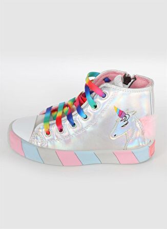 Unicorn Hologram Yandan Dikişli Ortopedik Kız Sneakers