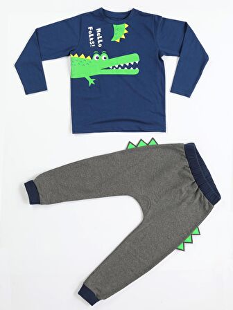 Hello Timsah Tırtırlı Baggy Pantolon + T-shirt Takım