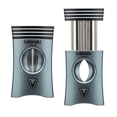 Lubinski Metal Gri Puro Seti (1 Torch Çakmak, 60 Ring V-Cut Puro Kesici) (8084AT)