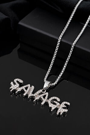 Savage Iced Out Çelik Kolye CS1164GM