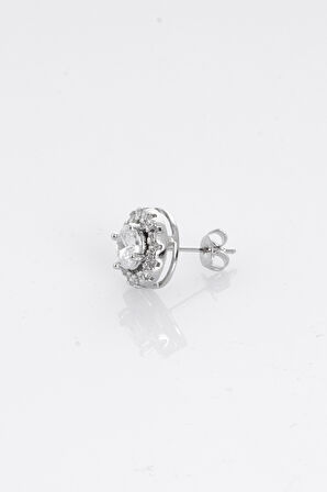 10mm Circle Cut Paved Diamond Küpe
