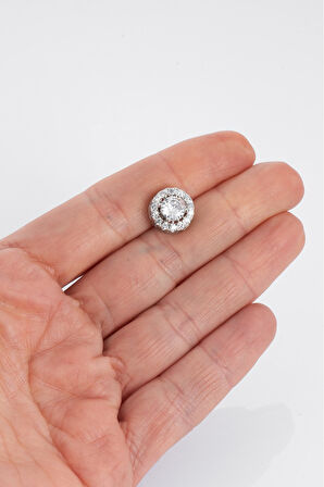 10mm Circle Cut Paved Diamond Küpe