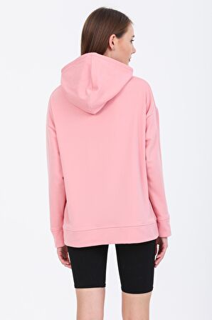 Pupiwessi Kadın Pudra Kapüşonlu Oversize Sweatshirt-Hoodie