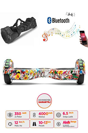 Elektrikli Kaykay Full Ledli Hoverboard Bluetooth Hoparlörlü 6.5 Inch Çanta Hediyeli D19