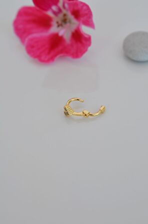 Gold Halka Mini Kalpli Tragus Piercing Helix Kıkırdak Lob