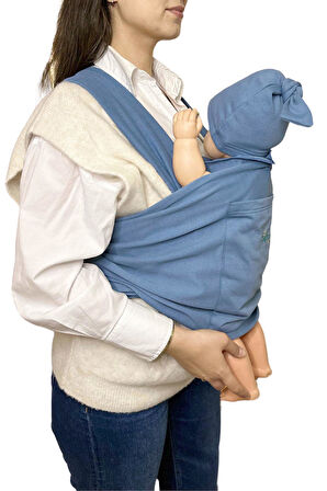 Anne-Bebek Konforu İçin Cepli Indigo Bebek Taşıma Anakucağı – Pratik ve Şık Sling Tasarım