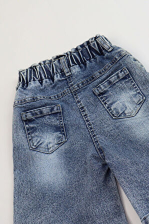 Çocuk Kot Şort - Lastikli Bel, Rahat Kalıp, Cepli, Günlük Yazlık Denim Şort