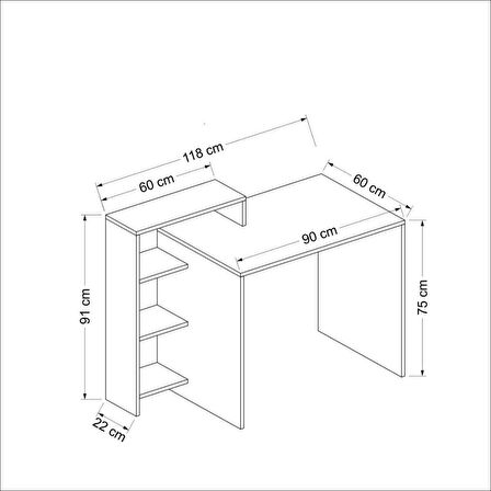 Bicabin Casablanca Raflı Çalışma Masası Beyaz