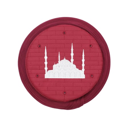 Cami Sarığı – Bordo Kumaş – Bordo Takke – Düz Sarım – Cami Nakışlı – 7 Metre