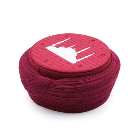 Cami Sarığı – Bordo Kumaş – Bordo Takke – Düz Sarım – Cami Nakışlı – 7 Metre
