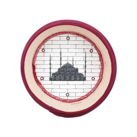 Cami Sarığı – Bordo Kumaş – Bordo Takke – Düz Sarım – Cami Nakışlı – 7 Metre