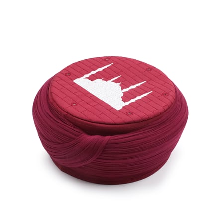Cami Sarığı – Bordo Kumaş – Bordo Takke – Yuvarlak Sarım – Cami Nakışlı – 7 Metre